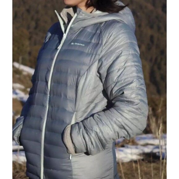 Quechua DECATHLON Women’s Blue DOWN Puffer Jacket Coat Sz S Zip Thin But Warm‎ - Picture 6 of 16